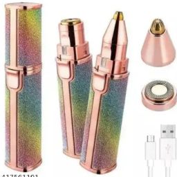 MATRADER 2 in 1 USB Charging Eyebrow Trimmer, Face,Upper Lips, Nose Hair Removal Trimmer with Led Light, Face/Facial Hair Remover for Women Cordless Epilator-image-1