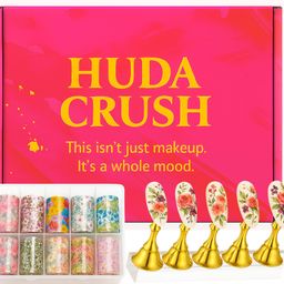 huda crush 10 Flower Nail Art Sticker of different design & Nail Display stand for women-picture-13
