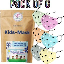 SUPER SAFETY 3 Layer Dot - polka print kids mask combo pack Reusable Washable Breathable Skin Friendly Soft Cotton Fabric Face Mask with Adjustable Ear loops for Boys Girls Children Babies (Anti Pollution Mask , Anti Viral Mask , Anti Bacterial Mask ) (School Mask , Outdoor Mask , Kids Party Mask) (Child Mask , Kids Mask 3 years, Kids Mask 4 years , kids Mask 5 years , kids mask 6 years , kids mask 7 years , kids mask 8 years , kids mask 9 years , kids mask 10 years up to 14 yrs ) Kids DOT Print-6-PCS-Pink & Orange & Pista & Yellow & Gray & S Blue Reusable, Washable Cloth Mask-picture-13