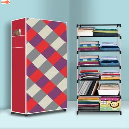 6 Shelf Foldable Collapsible Wardrobe Storage Organizer Almirah Cloth Rack PP Collapsible Wardrobe-11