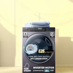 haier 8 kg AI with Inverter Motor, Puristeam and Refresh Function, Anti Bacterial Technology, Super Drum 525mm with Custom Wash Programs Fully Automatic Front Load Grey image 3