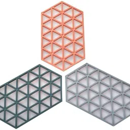 Silicone Trivets Mat Set of 3 - Heat Resistant, Non-Slip, Dishwasher Safe Pads Solid Trivet-picture-4