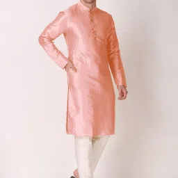 Men Art Silk Kurta Pyjama Set-image-16