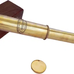 Shoptreed Royal Navy 12 inch Antique Full Brass Telescope with lid in Wood Box Catadioptric Telescope image 3