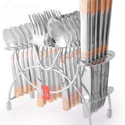August Gold Plated with Stand Stainless Steel Cutlery Set-38