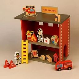 Wooden Pretend Play Red Marshall's Fire Station All Fire Accessories Toy Set-image-38