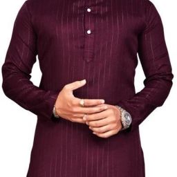 Men Striped Cotton Blend Straight Kurta-image-41