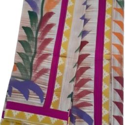 Fashionkiosks Women Mundu Set Single(2x2.5mts) with Fancy Lace Border and Hand Paint Solid, Embellished, Floral Print Women Dhoti-image-1