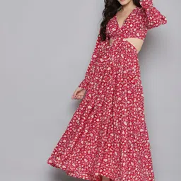 zwerlon Women Fit and Flare Multicolor Maxi/Full Length Dress-picture-24