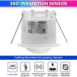amiciSmart 360° PIR Motion Sensor, Recessed Mounting Motion Detector Switch with Adjustable Smart Switch image 2