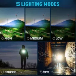 tansha 376 (ZOOMABLE METAL LED TORCH)5 Modes Flashlight, Super Bright 2 hrs Torch Emergency Light image 5