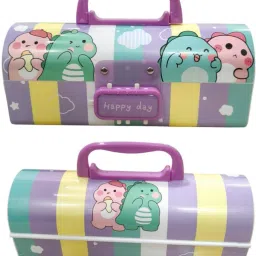 Password pencil box- Happy day cute DINOSAUR Double Layer Stationery BOX Organizer Art Plastic Pencil Box-25