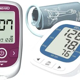 STANDARD BPCare Plus (AS-35K) Automatic Digital Blood Pressure Monitoring Machine & with Mentor Sugar Check Glucometer Bp Monitor-24