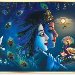 Radha Krishna Without Glass Framed Art Print for Room Decor Digital Reprint 14 inch x 20 inch Painting-11