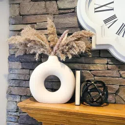 Donut Ceramic Hollow Round Dried Flower Vase for Home Decor Vase Filler-23