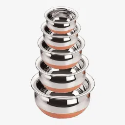 Pack of 5 Stainless Steel Pack of 5 Copper Bottom Handi Set/Serving Bowl Patila Set /Cookware Dinner Set-2