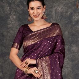Woven, Embellished, Self Design Banarasi Silk Blend, Jacquard Saree-image-60