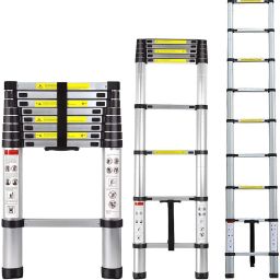 ® 8.5FT/2.6m Telescopic Ladder Multi-Purpose Folding Outdoor and Indoor Use Aluminium Ladder-17