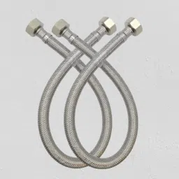 18" Inches SS-304 Stainless Steel Braided Connection Pipe for Wash Basin, kitchen Sink, Geyser, Countertop Faucets/Water Taps (Pack of 2) Hose Pipe-image-8