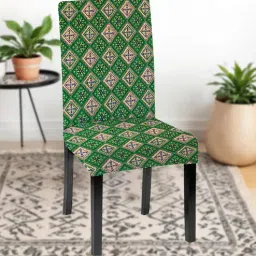 hotkei Green Polycotton Geometric 14x18 Inches Chair Covers (2 pieces)-picture-25
