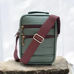 Green Men Sling Bag Stylish Sling Side Crossbody Shoulder Mobile Travel Document Bag Leather-image-21