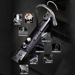 q-image Digital Display LED Panel Kitchen Sink, All in One 30X18X9 INCH Led Lights with Digital Display Screen 5 Piano Key Switch Sink 30X18 Inch Under Counter Basin image 2