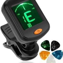 360 degree Rotational Electronic Highly Accurate Clip-on Digital Tuner Easy to Use for Acoustic and Electric Guitar Bass Violin Ukulele with 5 Pcs Picks Manual Digital Tuner-32