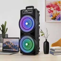 MZ M306 (PORTABLE KARAOKE SPEAKER) Dynamic Thunder Sound 3600mAh Battery with 2XMic 20 W Bluetooth Party Speaker image 4