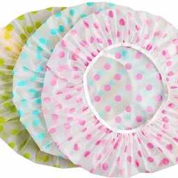 3 Pieces Reusable Waterproof Shower Caps For Women with Free Size & Perfect For Bathing and Long Hair Shower-image-36