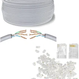 D25 LAN Cable 100 m Gigabit Network Internet Cord | Copper 23AWG UTP Cat6 Ethernet Bulk Cable Bundle Grey 100Meter 328FT UTP With 10pc RJ45 Connector image 2
