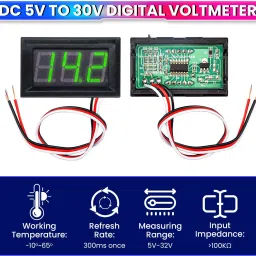 amicisense Mini DC Voltmeter 5~32V, Compact Voltage Tester with Digital Display Digital Voltage Tester image 2