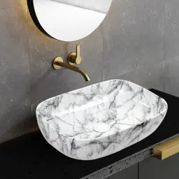 (18*13*5) inch very stylish ceramic glossy finish top counter wash basin / (45*32.5*13.5) cm very attractive marble design ceramic table top wash basin / Table Top Basin-image-10