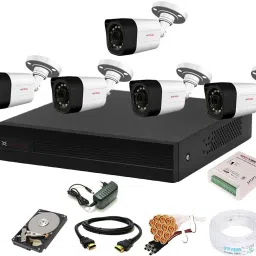 CP PLUS 8 Channal HD DVR 1080p 1Pcs,Outdoor Camera 2.4 MP 5Pcs,Hard Disk,Full combo set Security Camera-16