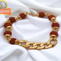Brass, Rudraksha Beads Gold-plated Bracelet-image-32