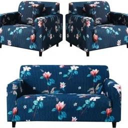 Polyester Floral 3+1+1 Seater Sofa Cover-image-45