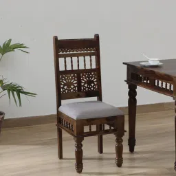 mudramark from pepperfry Aramika Sheesham Wood Dining Chairs In Provincial Teak Finish (Set Of 2)-picture-40