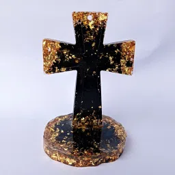 Resin Art Holy Cross for Car Dashboard Showpiece Figurine Idol Christian Decorative Showpiece - 7 cm-13