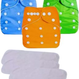 Newborn Nappy for Baby| Reusable Adjustable Pack of 3 Cloth Diaper+3 Insert Pads-image-80