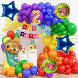Cocomelon Theme 2nd Birthday Decoration Kit for Girls Multicolor Balloon, Banner-image-30