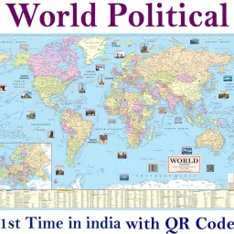 World Political Map Wall Poster, 100x70 cm, with QR Code, Paper Print, Set of 1 Paper Print-image-54