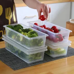 Fridge Storage Boxes Fridge Organizer with Removable Drain Plate (Pack of 6), Plastic Fruit & Vegetable Basket-31