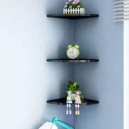 artival crafts 3-Piece MDF Corner Wall Shelves | Space-Saving Mount Storage | Stylish & Durable Wooden Wall Shelf image 3