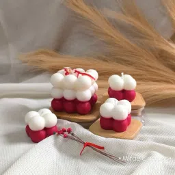 Set of 4 Red White Bubble Candle Set Candle-image-17