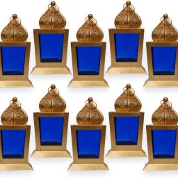 Blue, Gold Iron Hanging Lantern-image-26