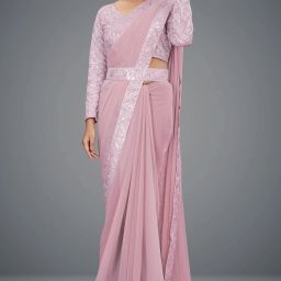 Self Design Bollywood Chiffon Saree-image-20