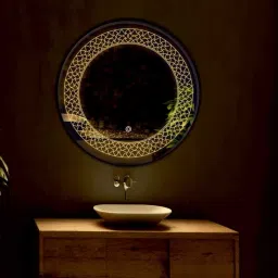 Wall Decor LED Mirror Glass with Touch Sensor for Home Size - 21x21 Inch Bathroom Mirror-image-22
