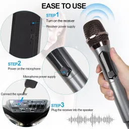 amg music UHF Wireless Microphone System Cordless Dynamic Mic with Rechargeable Receiver Microphone image 3