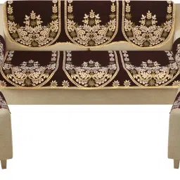 Cotton Floral 3+2 Seater Sofa Cover-image-60
