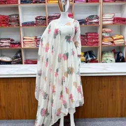 Printed Viscose Rayon Stitched Flared/A-line Gown-image-60