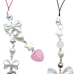 Snowys Shop Snowy’s Shop 2 Piece Coquette Phone Charm – Bow, Heart & Star Aesthetic Keychain Phone Charm-image-16